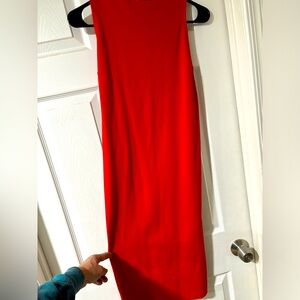 Sleeveless red midi dress